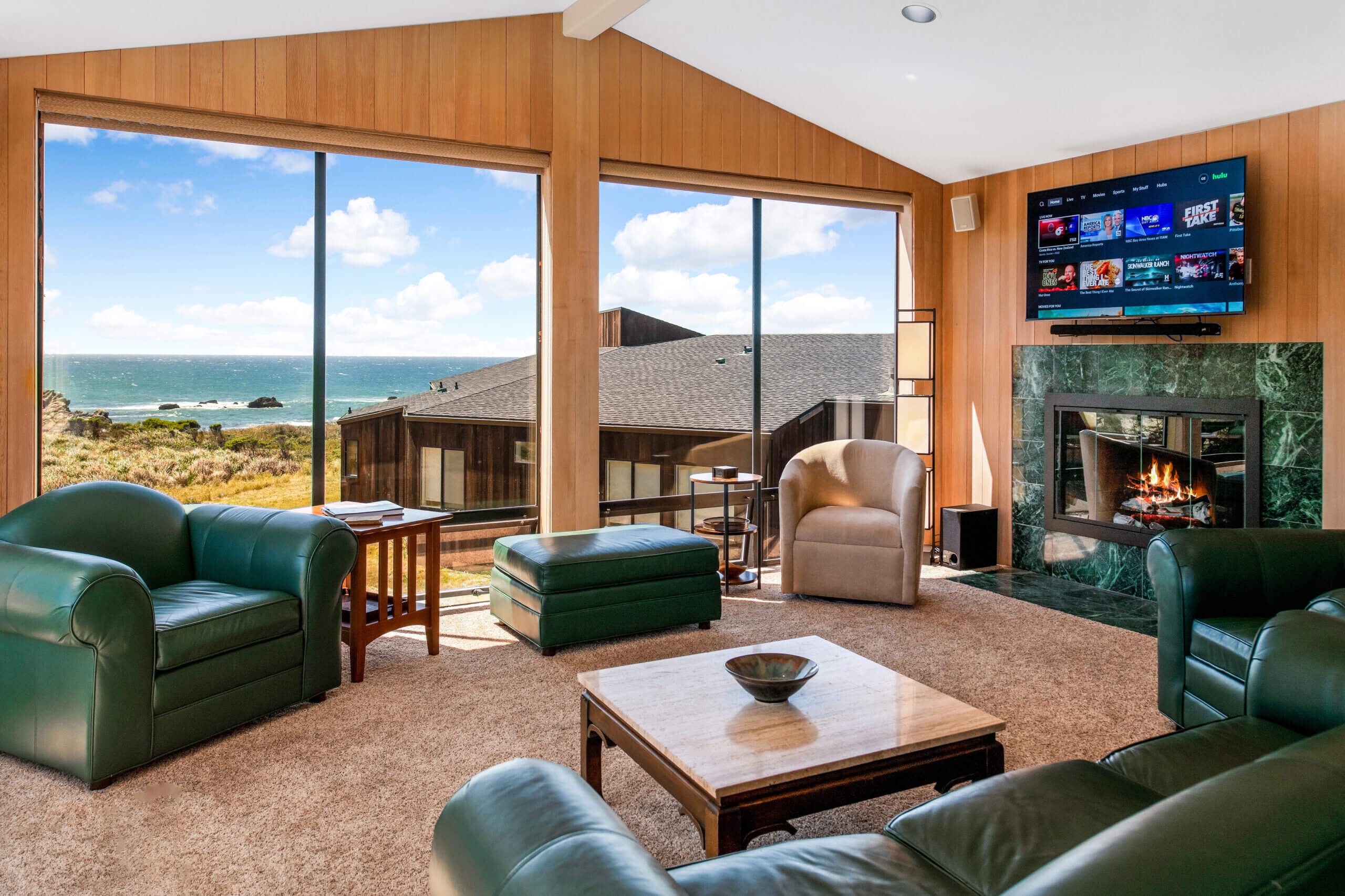 Piper's Dream living room, large window of ocean view.