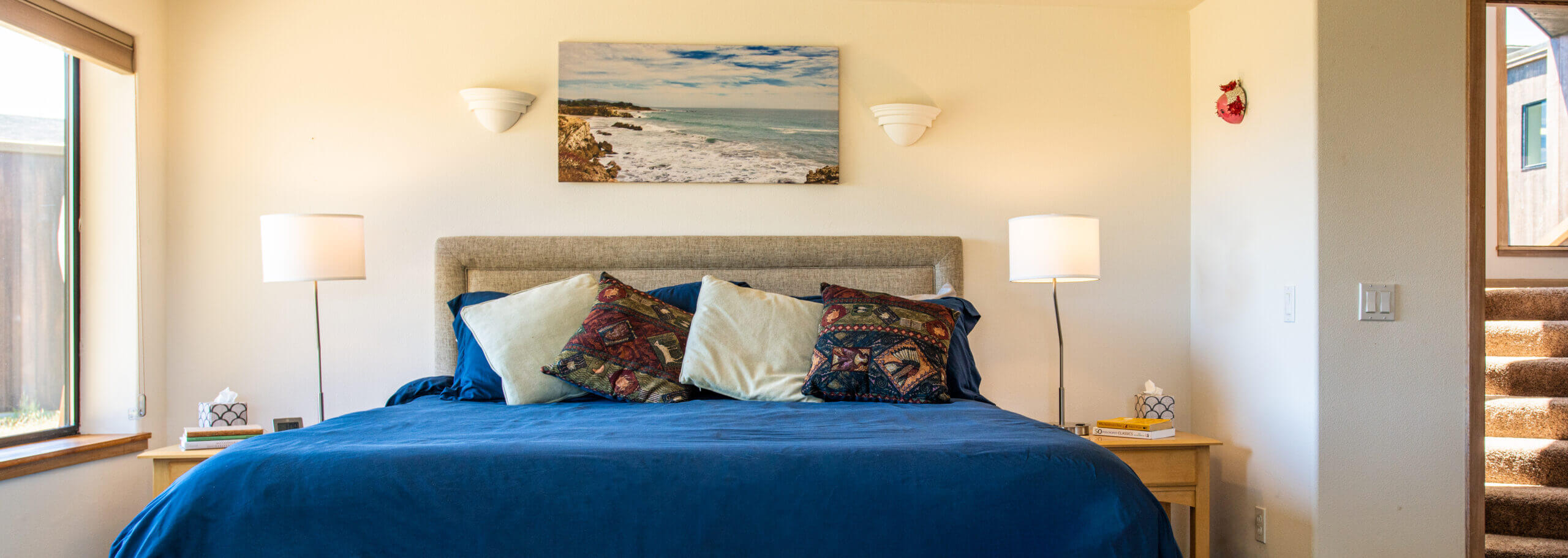 Piper's Dream master bedroom , blue linens